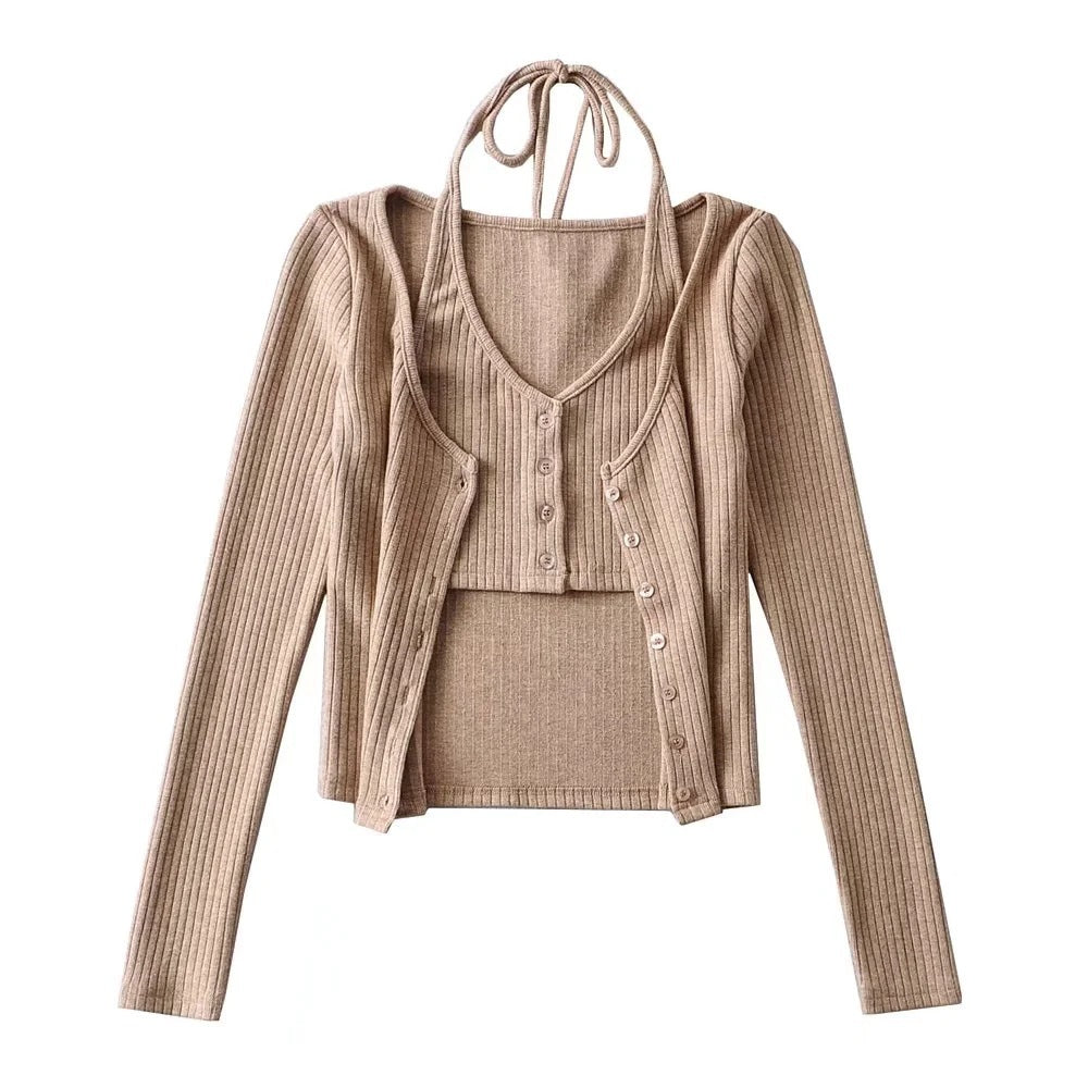Women Sweater Knitwear Sexy Knitted Cardigan Autumn Short Long Sleeve T-shirt Jacket