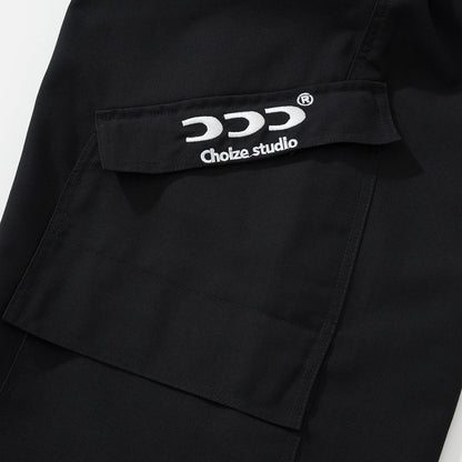 Men Sweatpants Cargo Pants Men's Multi-Pocket Wide Leg Trousers Casual Sports Slit Straight-Leg Pants