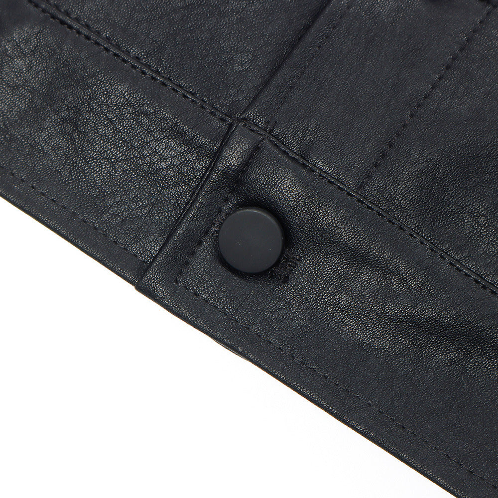 Men Jacket Coat PU Leather Jacket Men's Loose Black Pocket Autumn Coat