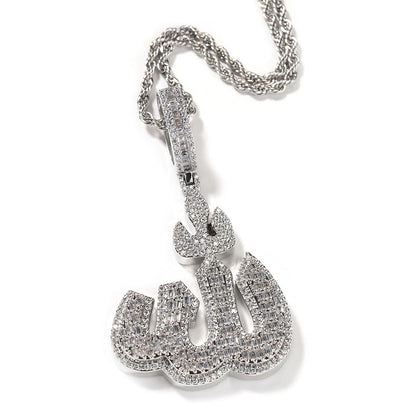 Jewelry Arabic Symbol Pendant Hip Hop Necklace Copper with Zircon Egypt Pieces Jesus Pieces Royalty