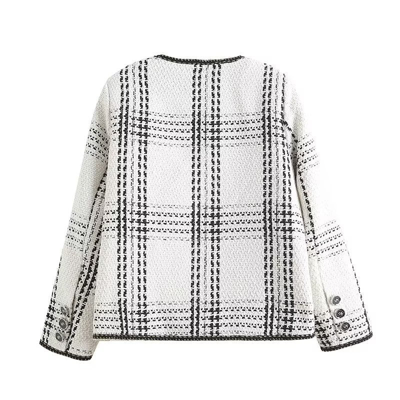 Women Cotton Coat Fashionable All-Match Plaid