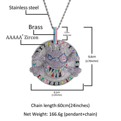 Jewelry Necklace Hip Hop Micro Zircon Metal Wind rapper Dog Tags Spectrum