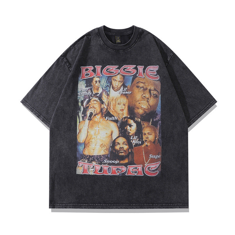 Men T-Shirt Short-Sleeved T-shirt Men Hip Hop Retro Loose