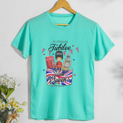 Inspired by Queen's Platinum Jubilee 2022 Elizabeth 70 Years T-shirt Short Sleeve T-shirt plus Size Loose Summer