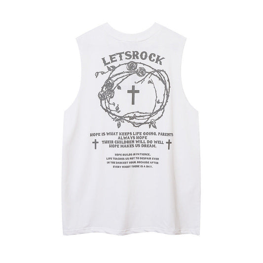 Men Vest Hiphop Sleeveless T-shirt Men's and Women's Hip Hop Dark Style Sports Vest Couple