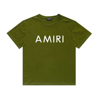 Amiri T Shirt Letter Print Casual Hip Hop round Neck Short Sleeve T-shirt