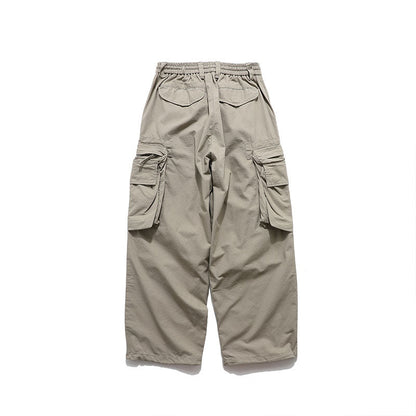 Cargo Pants Large Pocket Solid Color Mechanical Style Casual
