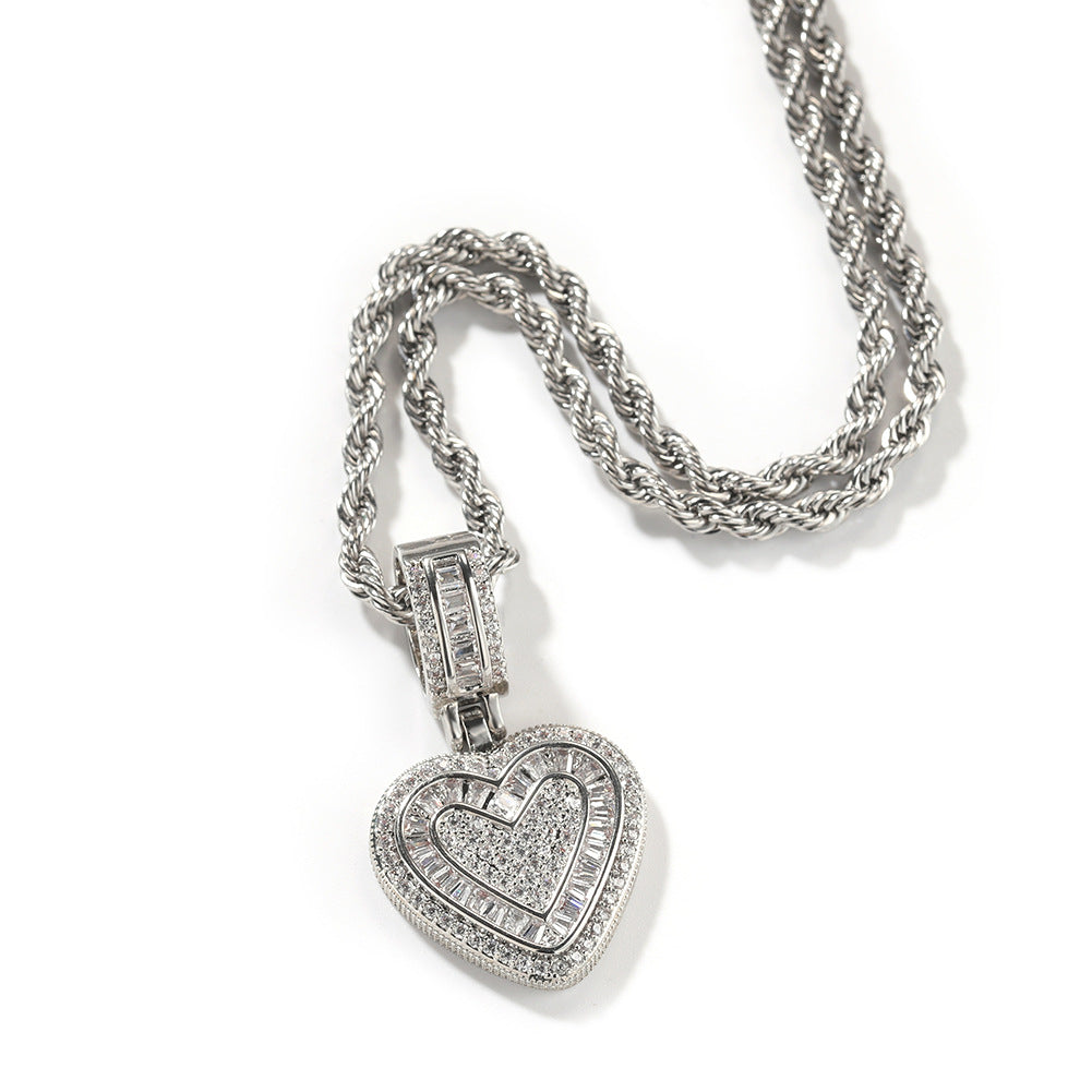 Jewelry Rock Sugar Love Pendant ins Wind Light Luxury Copper Zircon Heart St. Valentine's Spectrum Cannabis