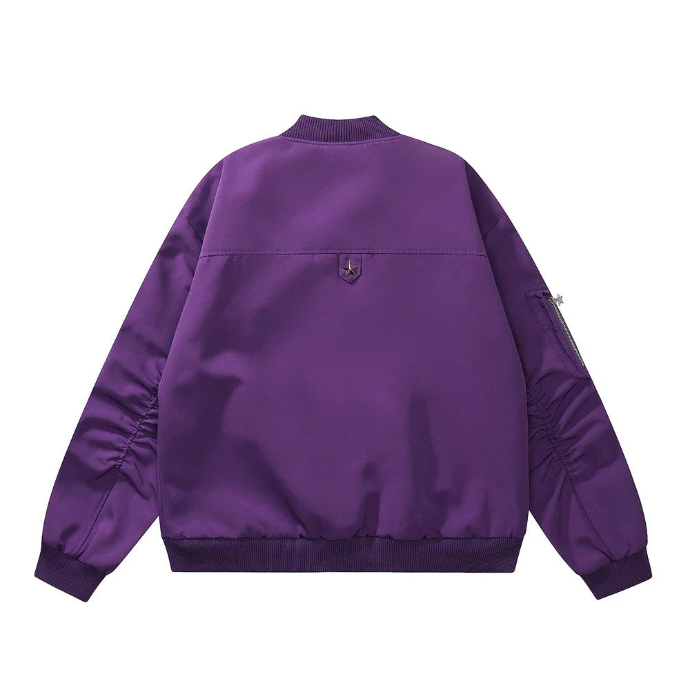 Men Jacket Coat Spring and Autumn Zipper Design Stitching Tooling Baseball Uniform