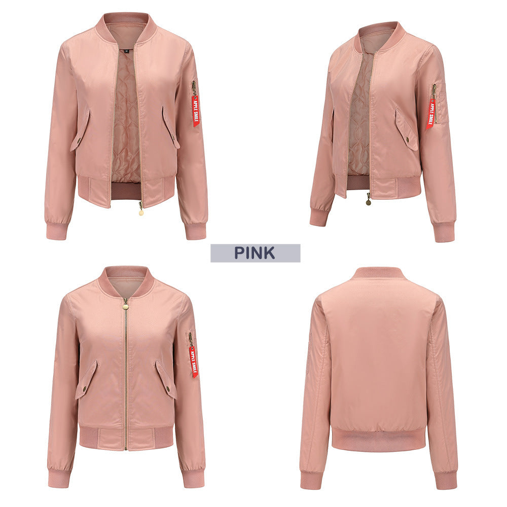 Women Trench Coat Bomber Jacket Women Baseball Jacket Spring and Autumn Flight Suit Long Sleeve Coat