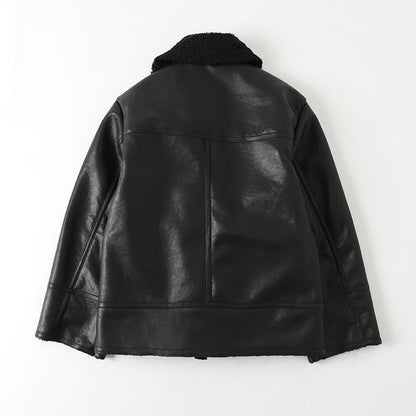 Women Cotton Coat Winter Casual PU Leather Jacket
