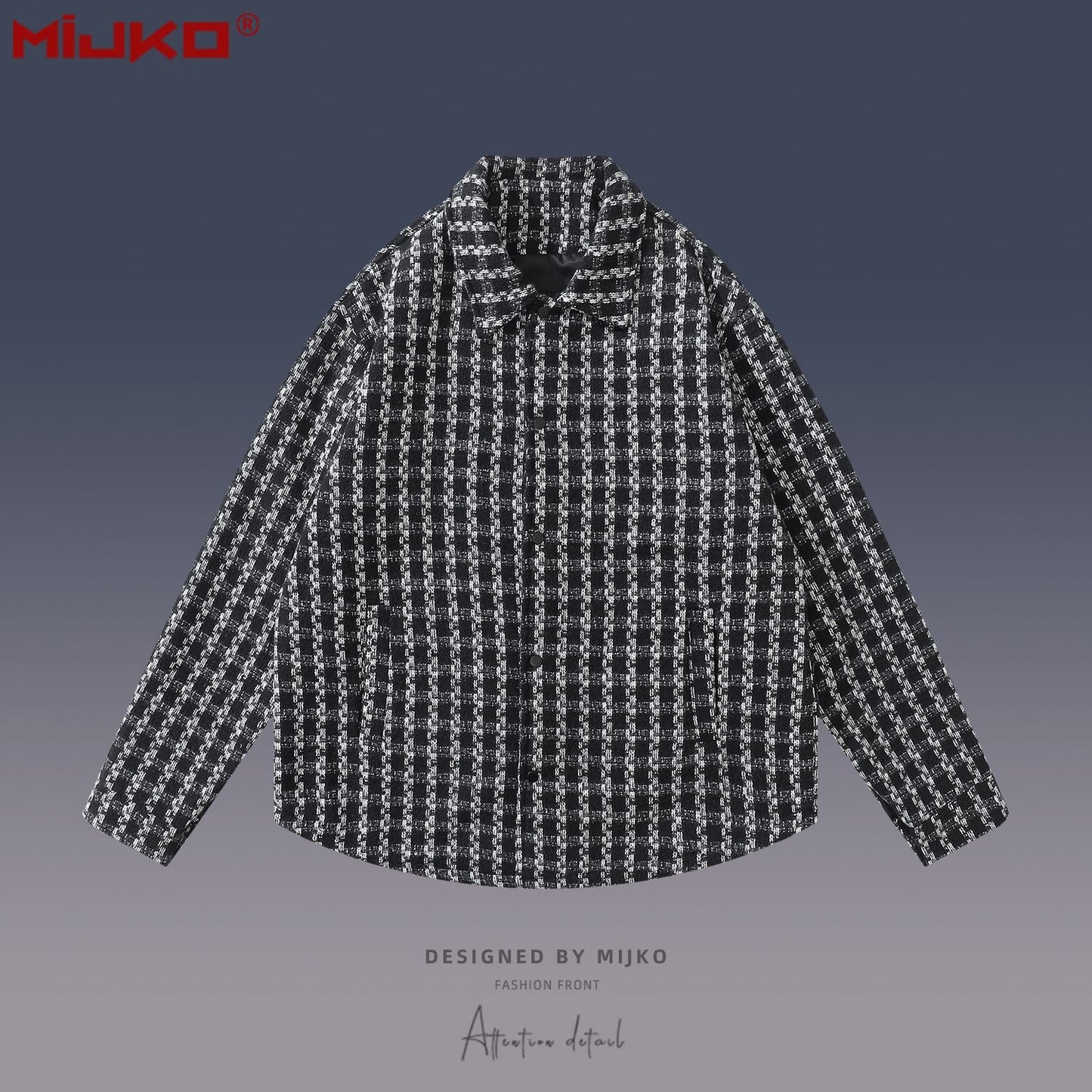 MIJKO Mens Jacket Checked Casual Shirt