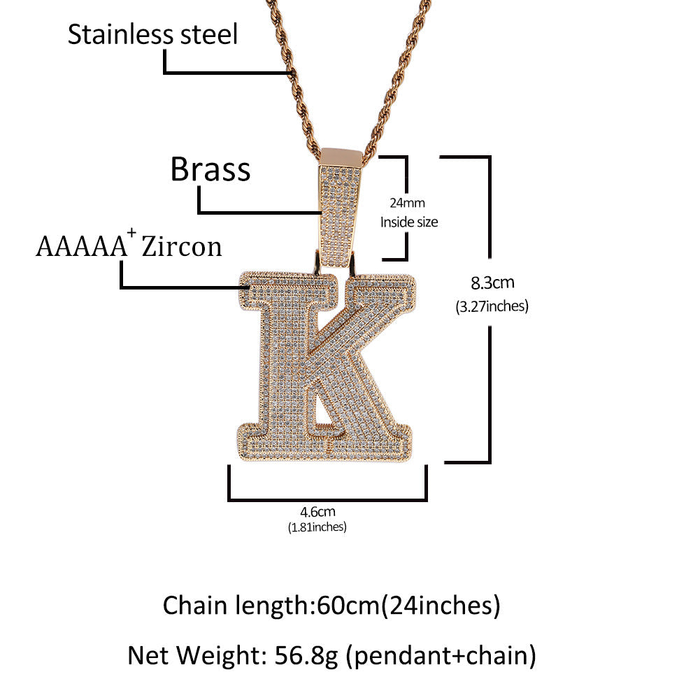Jewelry Alphabet Necklaces Hip Hop Personality Diamond Set Couple Necklaces Word Up St. Valentine's Spectrum Jesus Pieces