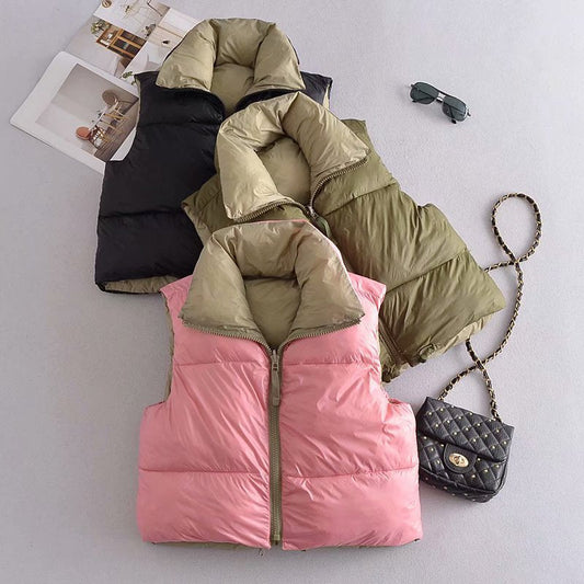 Women Cotton Coat Vest Zipper
