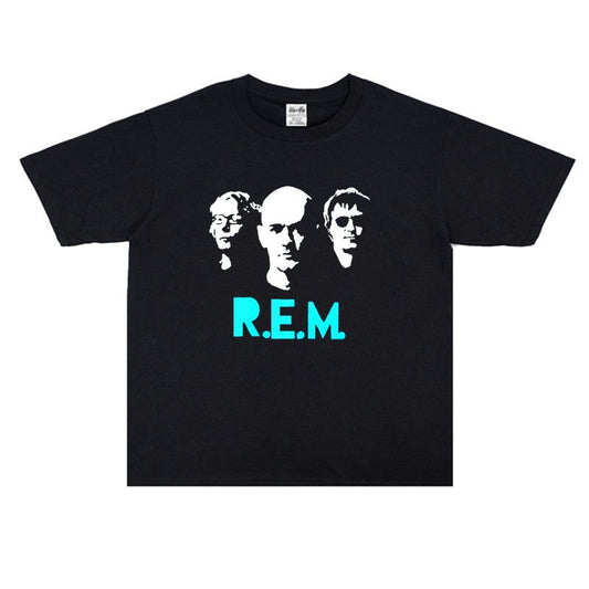 Rock Star T Shirt R.E.M. Quick Turn Eyeball Band Printed T-shirt Short Sleeve Loose Cotton Crew Neck