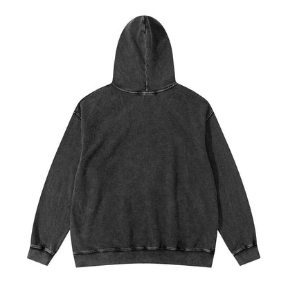 Men Hoodie Retro Washed Old Skull Graffiti Hip Hop Hoodie