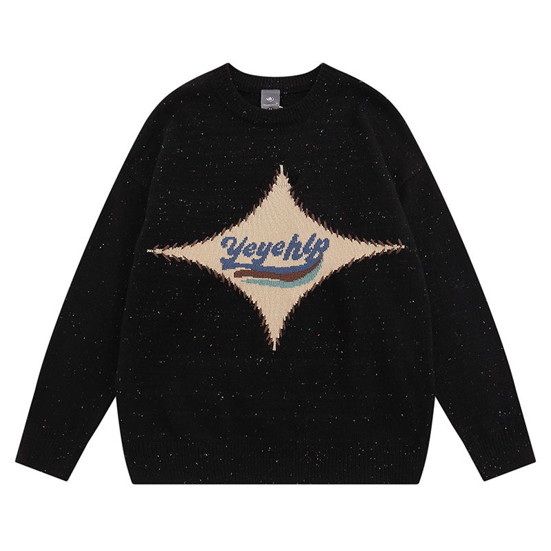Women Sweater Striped Embroidered Knitted Top Versatile Loose