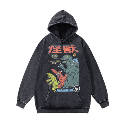Men Hoodie Distressed Hooded Sweater Retro Washed Hoodie Men