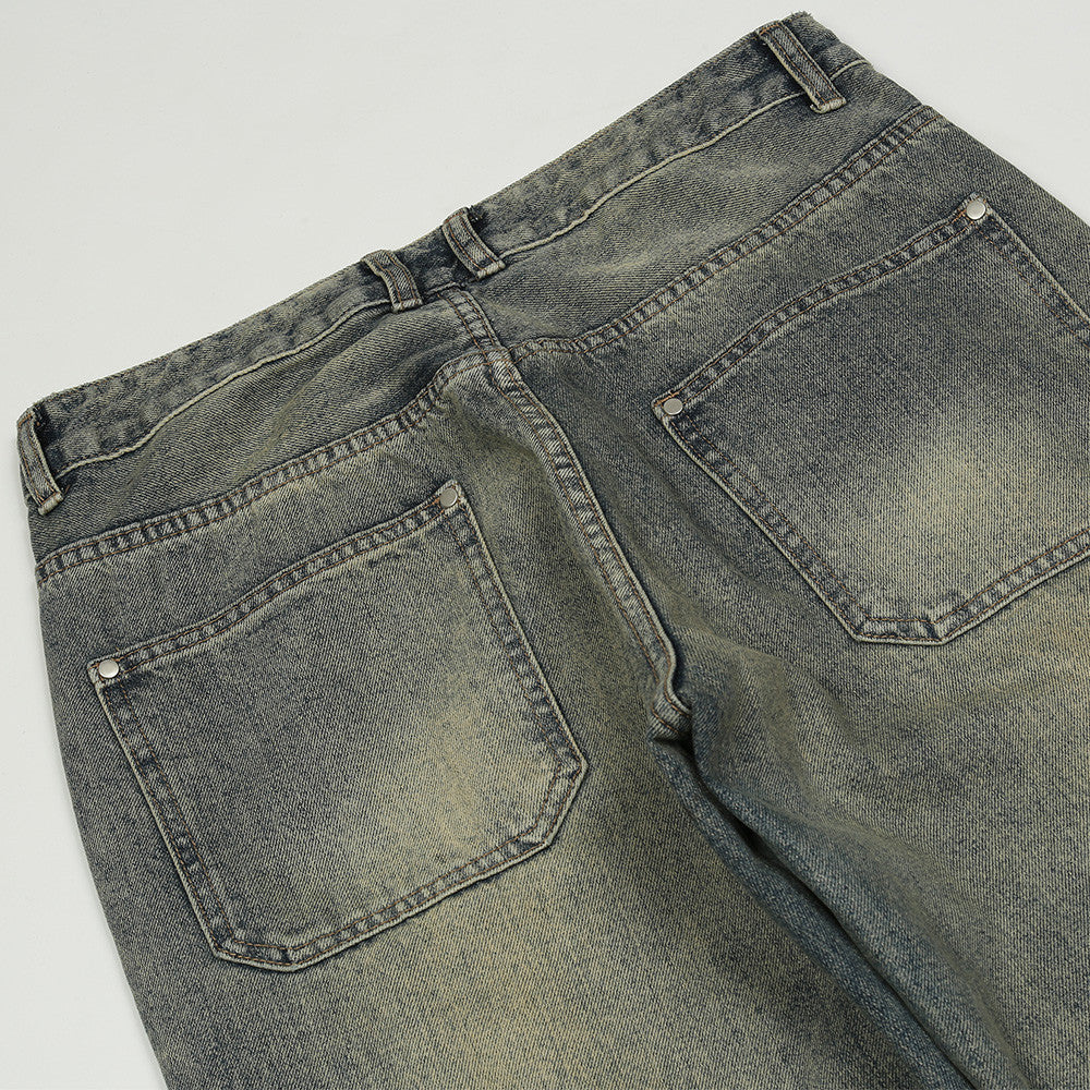 Men Jeans Paste Cloth Embroidery Old Leisure