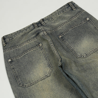 Men Jeans Paste Cloth Embroidery Old Leisure
