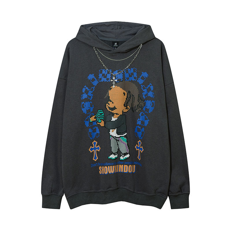 Men Hoodie Hiphop Cartoon Hooded Sweatshirt Men and Women
