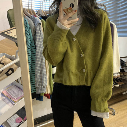 Women Knitwear Spring and Autumn V-neck Loose Knitted Cardigan Jacket