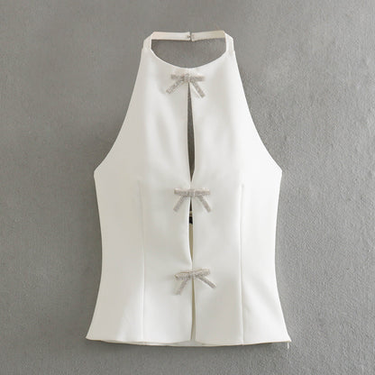 Women Tops Summer Bow Top Sexy Vest