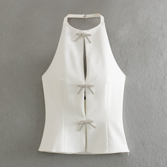 Women Tops Summer Bow Top Sexy Vest
