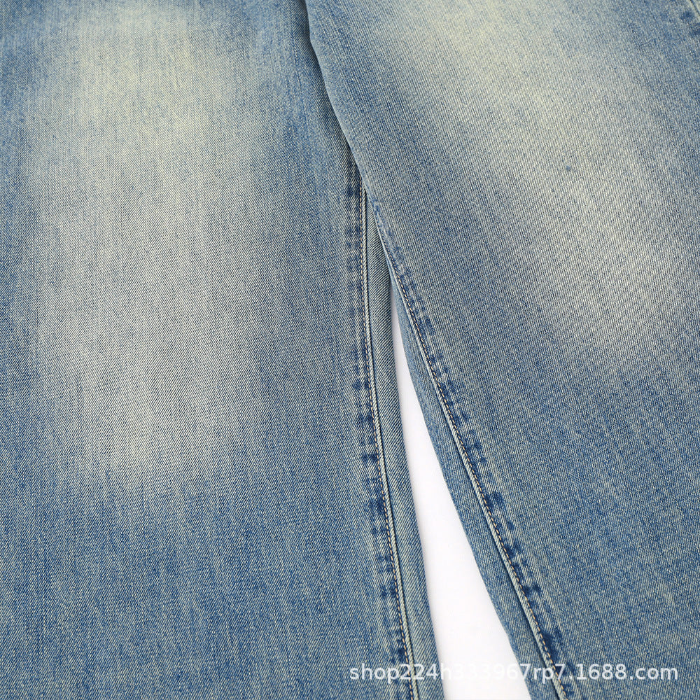 Women Pants Washed Jeans Straight Wide Leg Pants Loose Trousers