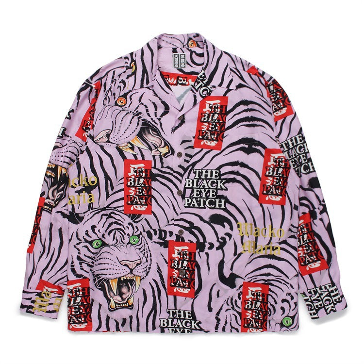 GUILTYPARTIES TIGER Shirts Tiger Totem Skull Long Sleeve Shirt