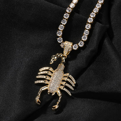 Jewelry Copper Zircon Scorpion Pendant Twist Chain Necklace ins Spectrum Animal Far East