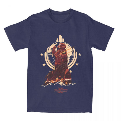 Helldivers 2 Game Malevelon Creek T Shirts Men's Cotton Vint