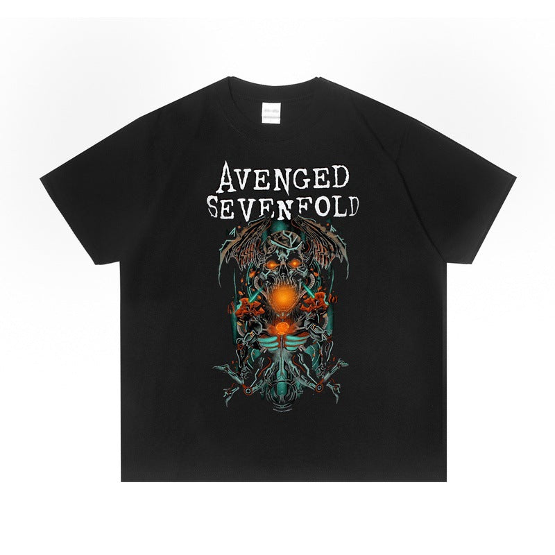 Rock Star T Shirt Avenged Sevenfold Band A7X Rock Print T-shirt Loose Short Sleeve