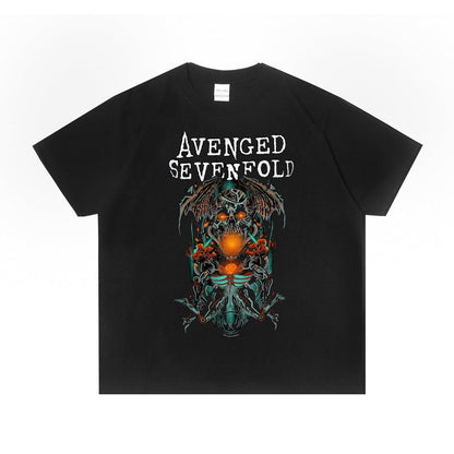 Rock Star T Shirt Avenged Sevenfold Band A7X Rock Print T-shirt Loose Short Sleeve