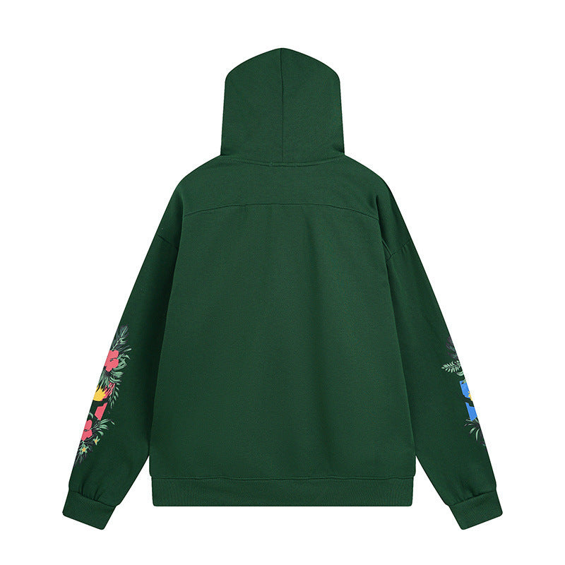 Rhude Hoodie Floral Letter Print Hooded Sweater