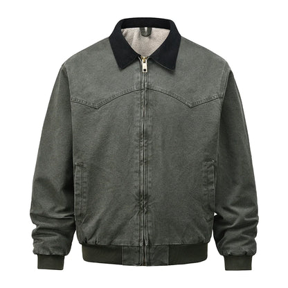 Men Jacket Coat Winter Jacket Men Loose Washed-out Distressed Warm-Keeping Cotton Clothing