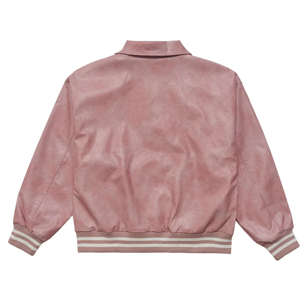 Men Jacket Coat Washed and Worn Leather Jacket Locomotive Style Embroidered Letters PU Leather Coat Autumn