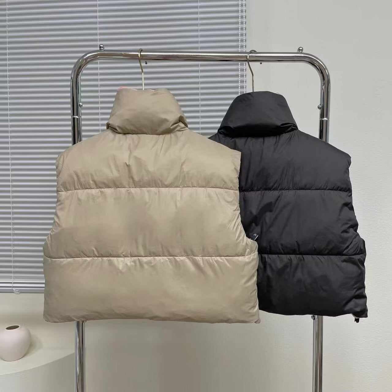 Women Cotton Coat Thickened Solid Color Zipped Stand Collar Vest