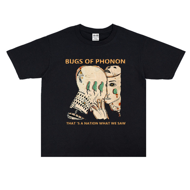 Rock Star T Shirt Rock Vocal Worm Band Rock Print Cotton T-shirt Short Sleeve round Neck