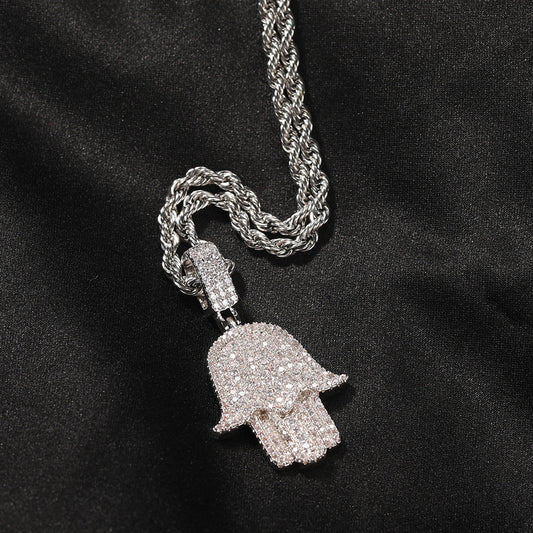 Jewelry Zircon Fatima Hand Pendant Hip Hop Rap rapper St. Valentine's Spectrum Far East