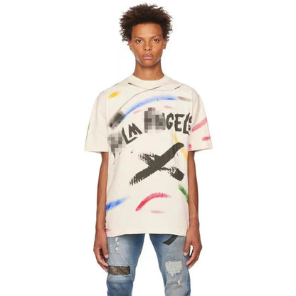 Palm Angle T Shirts Painted Letter Printing Loose