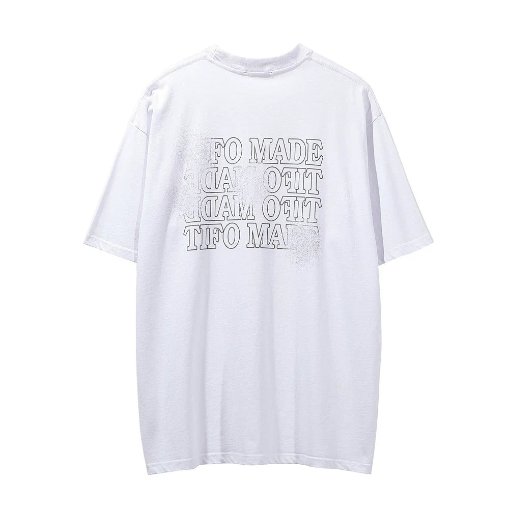 Men Vintage T-Shirt Printed Short-Sleeved T-shirt Men's Summer Loose