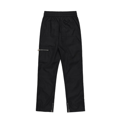 Men Sweatpants Multi-Pocket Workwear Casual Pants Loose Casual Zipper Split Straight Trousers
