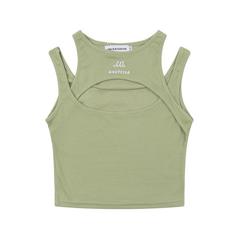 Women Vest Ty2g Vintage Slim-Fitting Suspenders Vest