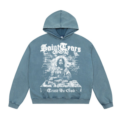 Unisex Hoodies Saint Michael Old Casual Loose Hoodie