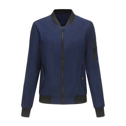 Women's Trench Coat Spring and Autumn Thin Flight Jacket Women's Casual Long Sleeve Coat Women's Loose Lapel Baseball Uniform
