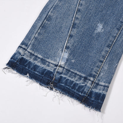 Men Jeans Splash Ink Slightly Flared Wide Leg Jeans Hip Hop Loose