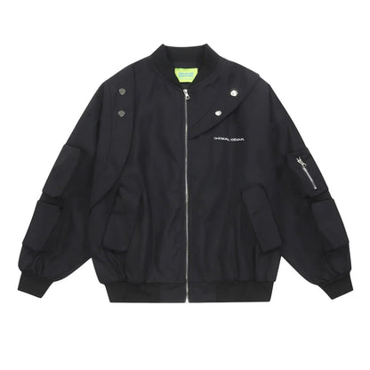 Men Jacket Coat Locomotive Style Jacket Men's Stitching Multi-Pocket Coat