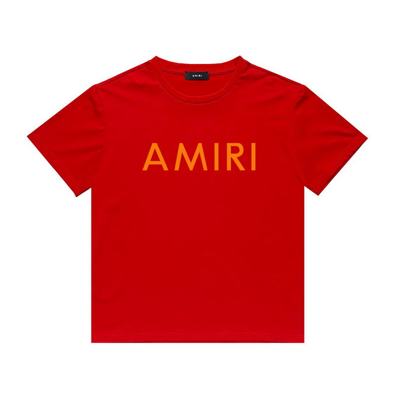 Amiri T Shirt Letter Print Casual Hip Hop round Neck Short Sleeve T-shirt