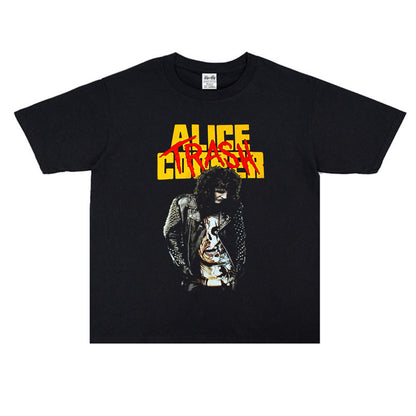 Rock Star T Shirt Alice Cooper Rock Band Printed T-shirt Short Sleeve Loose Cotton